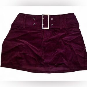Garage Deep Purple Corduroy Skirt with Belt